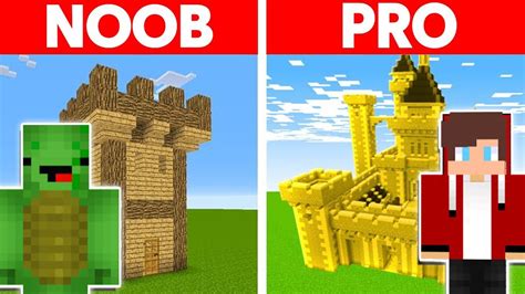 Minecraft Noob Vs Pro Safest Castle Build Challenge Thanks To Maizen