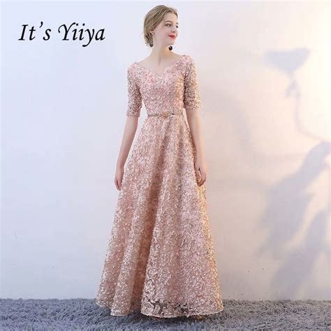 Its Yiiya V Neck Half Sleeves Flowers A Line Vintage Elegant Lace Up