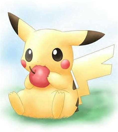 Pikachu Eats Apple Kawaiicute Cute Pokemon Pikachu Cute Pokemon