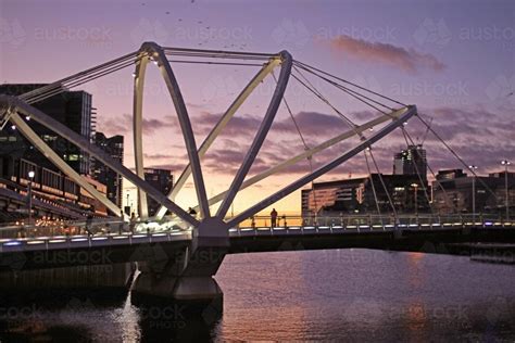 Image Of Melbourne City Bridge At Sunset Austockphoto