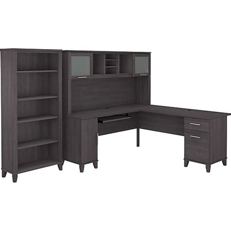 Bush Furniture Somerset 71 L Shaped Desk With Hutch And 5 Shelf