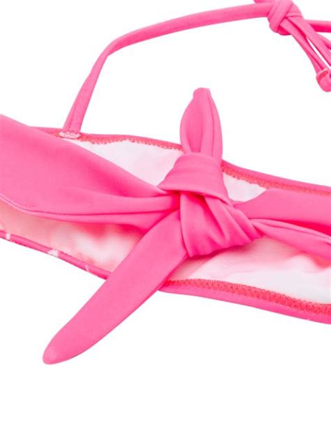 Shop Pink Msgm Kids Palm Tree Bandeau Bikini With Express Delivery
