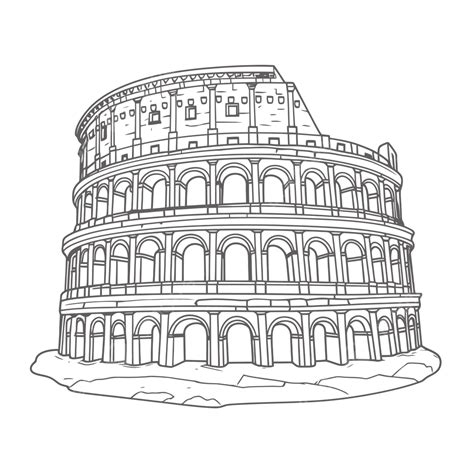 Dibujos Para Colorear Con El Coliseo Romano Esbozo Dibujo Vector PNG