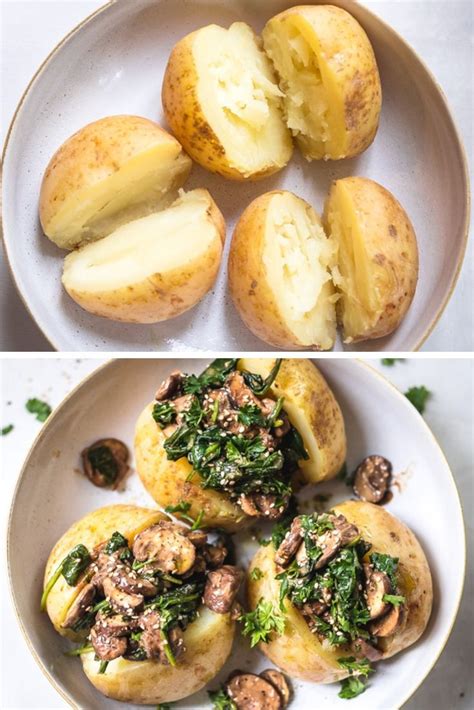 Meet our version of chicken parmigiana, which requires absolutely zero frying or dredging—definitive proof that baked can be better. Stuffed Baked Potatoes with Mushroom and Spinach | Two ...