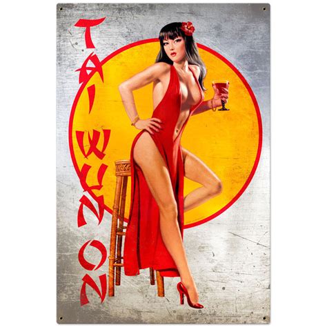 tai wun on taiwanese asian pin up pinup girl tin metal steel sign 24x36 ebay