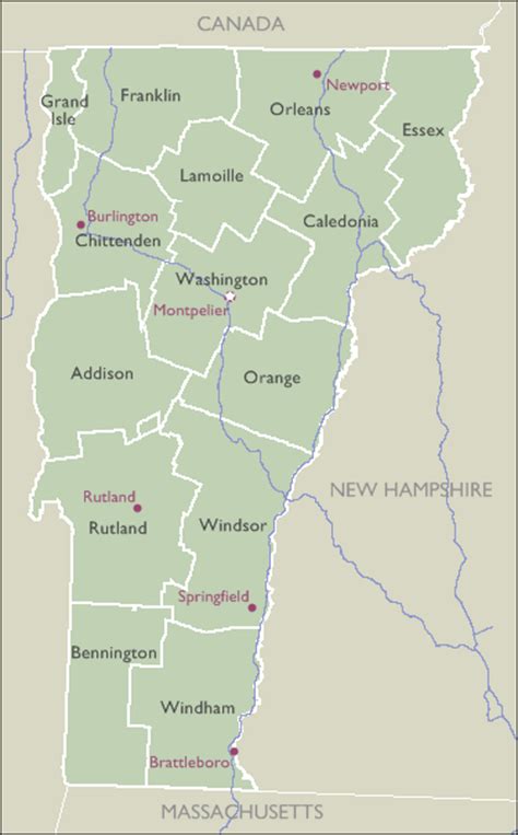 County Zip Code Maps Of Vermont