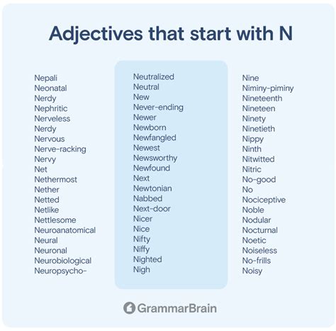 Big List Of Adjectives That Start With N Positive Negative