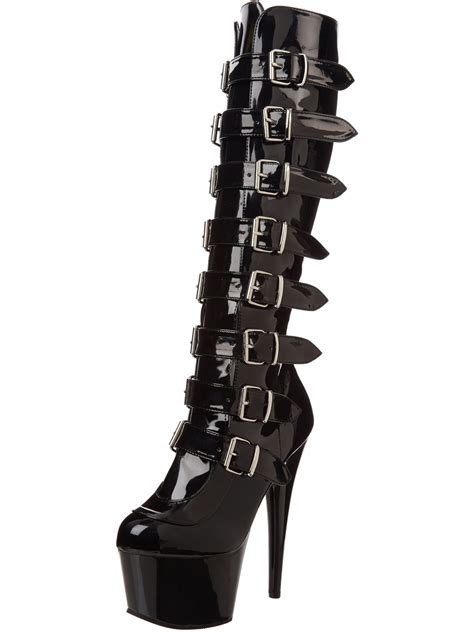 Pleaser 7 In Sexy Goth Knee High Black Boots High Heel Platform With