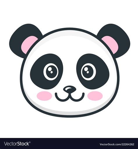 Cute Panda Face Isolated On White Background Vector Image