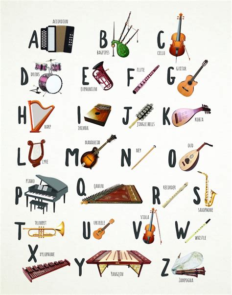 Musical Instruments Alphabet Printable Alphabet Etsy