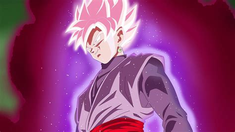 Download Black Goku With Pink Glittered Aura Wallpaper