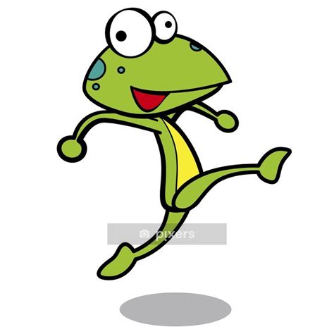 Humor Cartoon Frog Running With White Background Wall Decal • Pixers