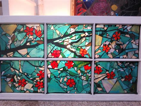 Cherry Blossom Tree Stained Glass Mosaic Window By Glass Mosaic Art Mosaic Glass Window Art