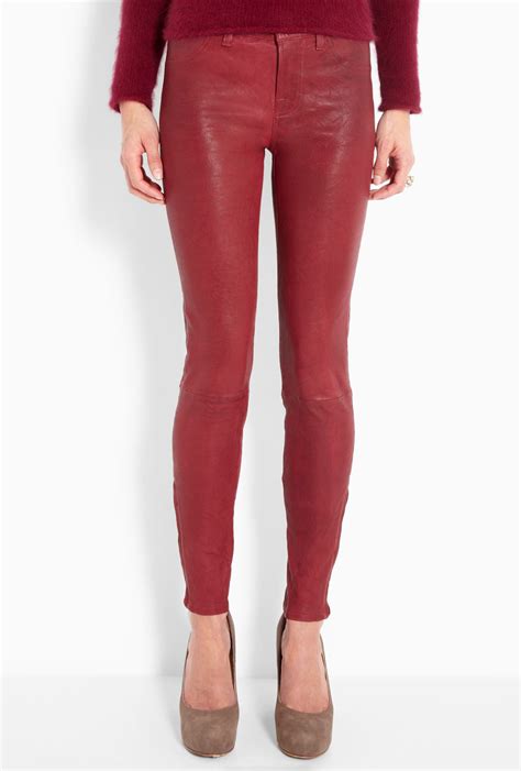 Oxblood Red Leather Legging By J Brand Denim Fashion Red Leather Leggings Women Clothes Sale