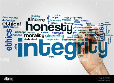 Integrity Word Cloud Concept With Honesty Trust Related Tags Stock