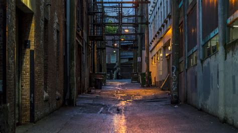 Fototapeta Empty Dark And Scary Back Alley Desolated Area In One Of