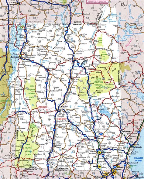 Large Detailed Roads And Highways Map Of Vermont State With All Cities