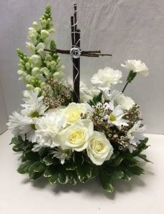 This shadowbox is displayed with a burgundy frame. Cross of Blessing Sympathy Arrangement in Webster, TX - La ...