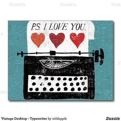 Vintage Desktop Typewriter Postcard Typewriter Art Ps I Love You Ps I Love