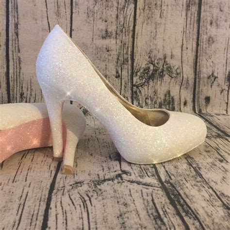 Sparkly Soft White And Pink Wedding Heels Take 10 OFF With Code