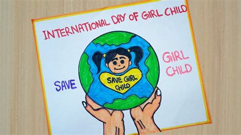 Save Girl Child Drawing 🤔 International Day Of Girl Child Poster