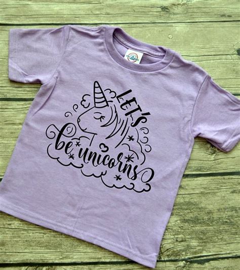 Lets Be Unicorns Toddler Girls Vinyl Graphic Tee T Shirt Toddler Girls