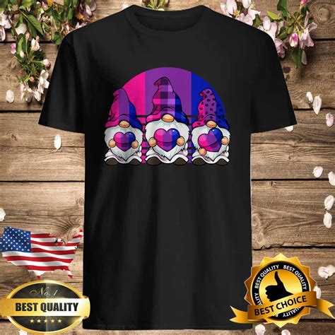 Bisexual Gnome Hearts Lgbt Q Retro Subtle Bi Pride Flag T Shirt
