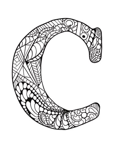 The css data type represents a color in the srgb color space. Letter C Zentangle coloring page | Free Printable Coloring ...
