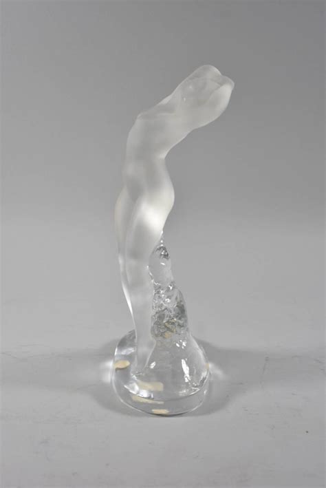 Signed Frosted Glass Art Deco Nude Danseur Female Figurine By Lalique