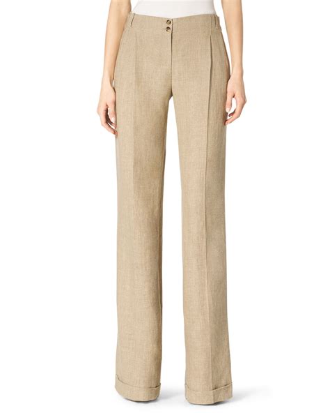 Lyst Michael Kors Cuffed Wide Leg Trousers In Natural