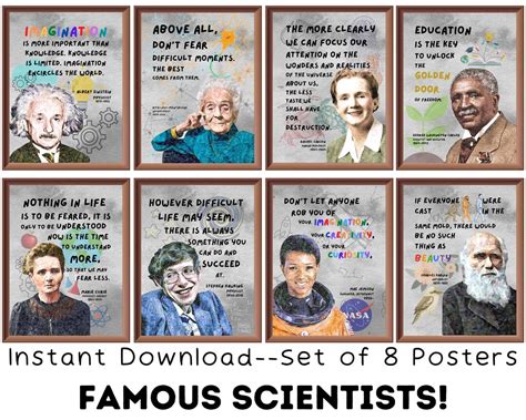 Famous Scientists Posters Set Of 8 Printable Science Classroom Decor