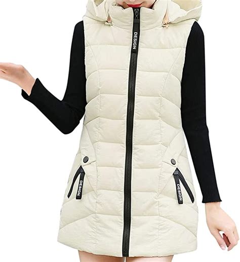 gergeos women s long puffer vest plus size lightweight sleeveless winter hooded outerwear with
