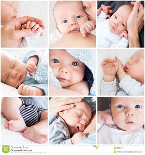 Collage Of Newborn Baby S Photos Stock Photo Image Of Cutest Black