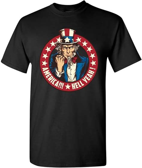 America Hell Yeah T Shirt Uncle Sam Patriotic Stars And Stripes Mens Tee Shirt Clothing