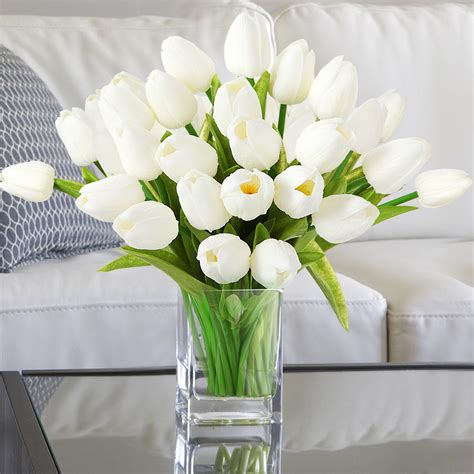 Ezflowery 1020x Artificial Tulips Flowers Real Touch Arrangement