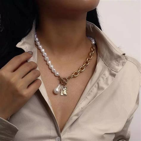 Gothic Baroque Pearl Angel Pendant Choker Necklace For Women Etsy