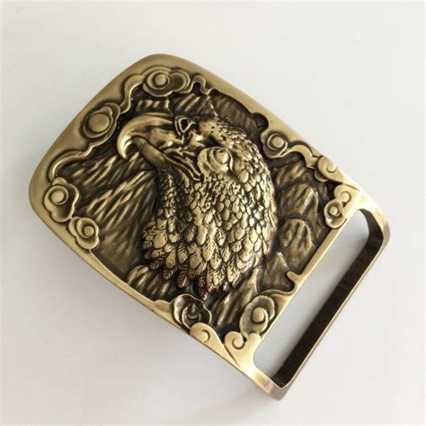 Retail Newest High Quality Cool 3d Solid Brass Eagle Head Belt Buckles