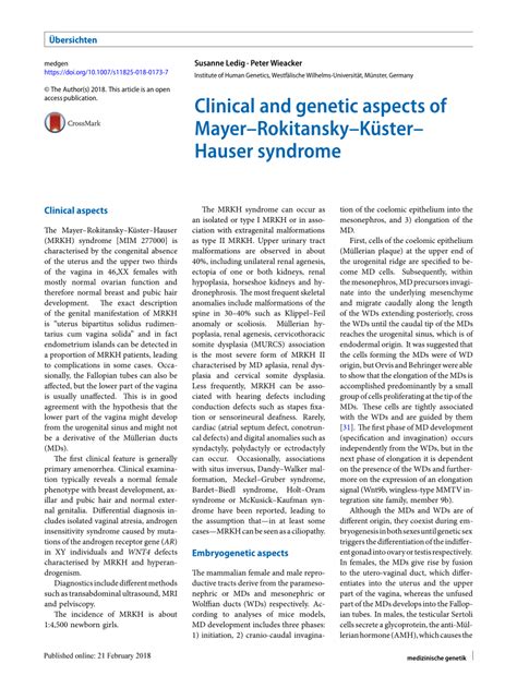 Pdf Clinical And Genetic Aspects Of Mayer Rokitansky Küster Hauser Syndrome