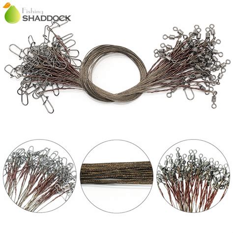 50pcs Brown Uncoated Stainless Steel Fishing Line Wire Leaders 15cm