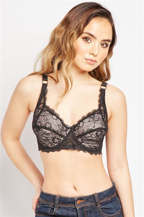 Lace Overlay Full Cup Bra Just 6