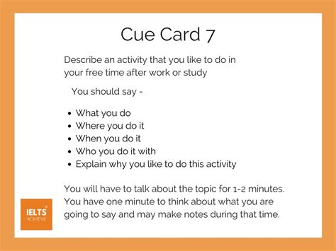 Ielts Cue Card An Activity You Do In Your Free Time Achieve Top