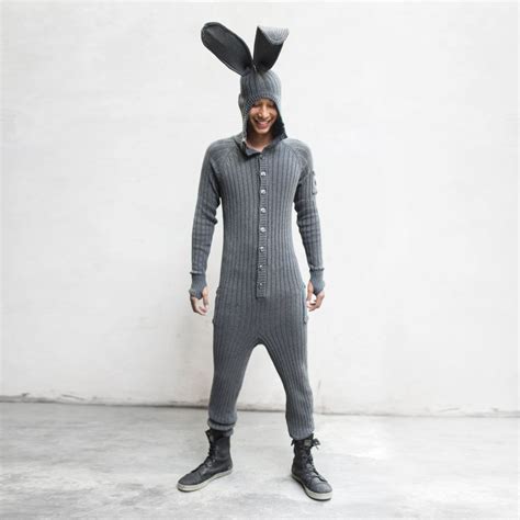 Bunny Adult Jumpsuit For Men And Women Bendable Ears Fluffy Tail
