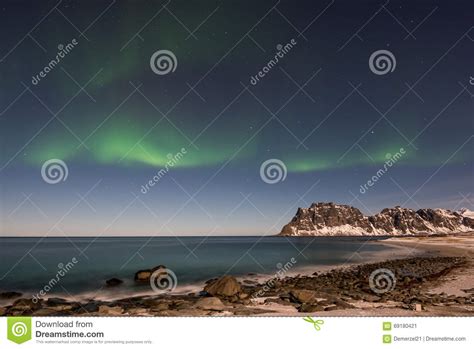 Utakleiv Beach Lofoten Islands Norway Stock Image Image Of Borealis
