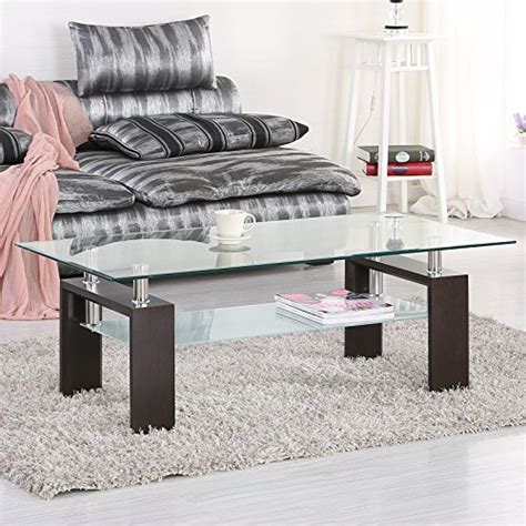 Every item on this page was curated by an elle decor editor. VIRREA Rectangular Glass Coffee Table Shelf Wood Living ...