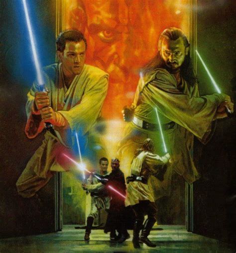 Qui Gon Obi Wan Battle Darth Maul Star Wars Art Book Covers Posters