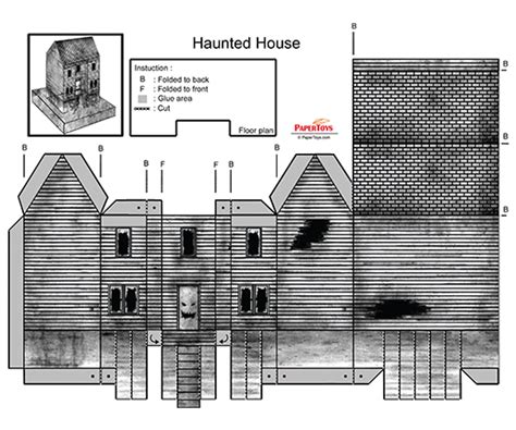 Haunted House Cut Out Free Printable 3d Paper Model Template