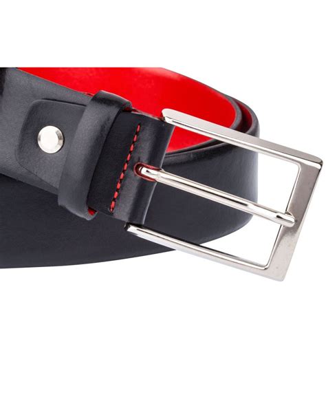 Buy Black Red Mens Leather Belt Capo Pelle Free Shipping