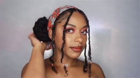 Space Buns With A Fabulous Bandana Natural Hair Styles For Black