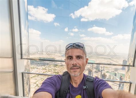 Male Tourist Taking A Selfie In Dubai Stock Image Colourbox