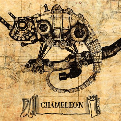 Steampunk Chameleon Wall Art Digital Art